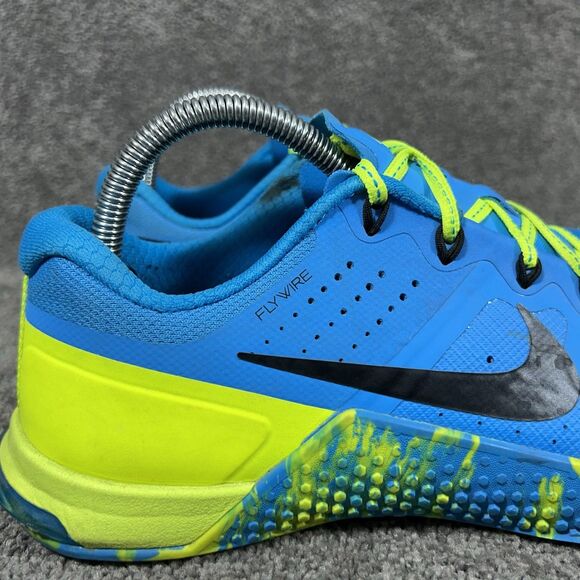 Nike Metcon 2 843972-400 Women’s Sz 9.5 AMP Blue Yellow Athletic Gym Shoes Used - Picture 2 of 13